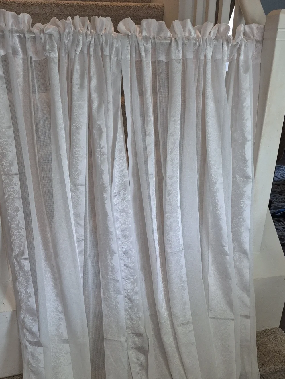 Two White Semi Sheer Rod-Pocket Curtain Panels 54x84 (108x84)